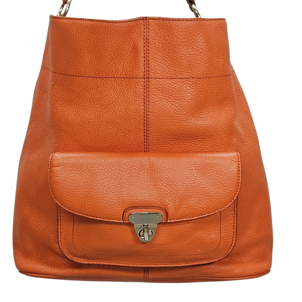 Banana Republic Orange Pebbled Genuine Leather Melissa Hobo Shoulder Bag - Picture 2 of 16
